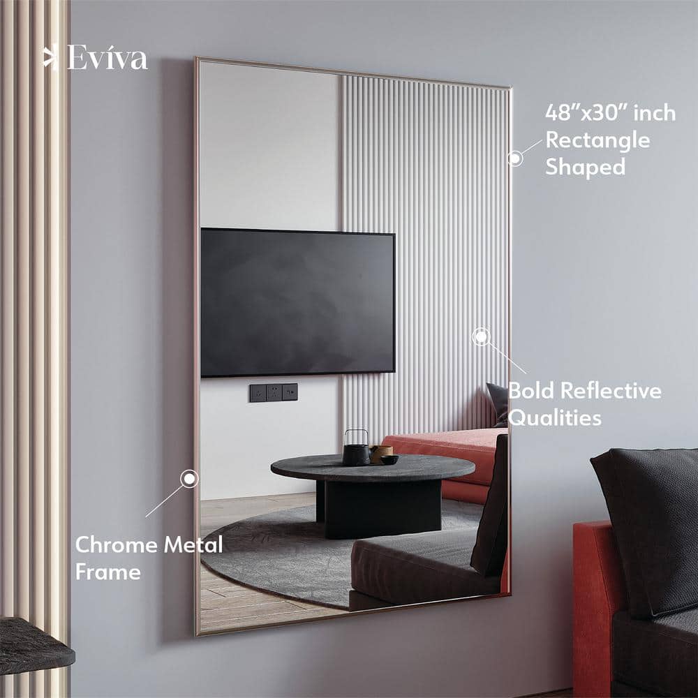 Brushed Wood Frame Rectangular 48" x 30" Wall Mirror