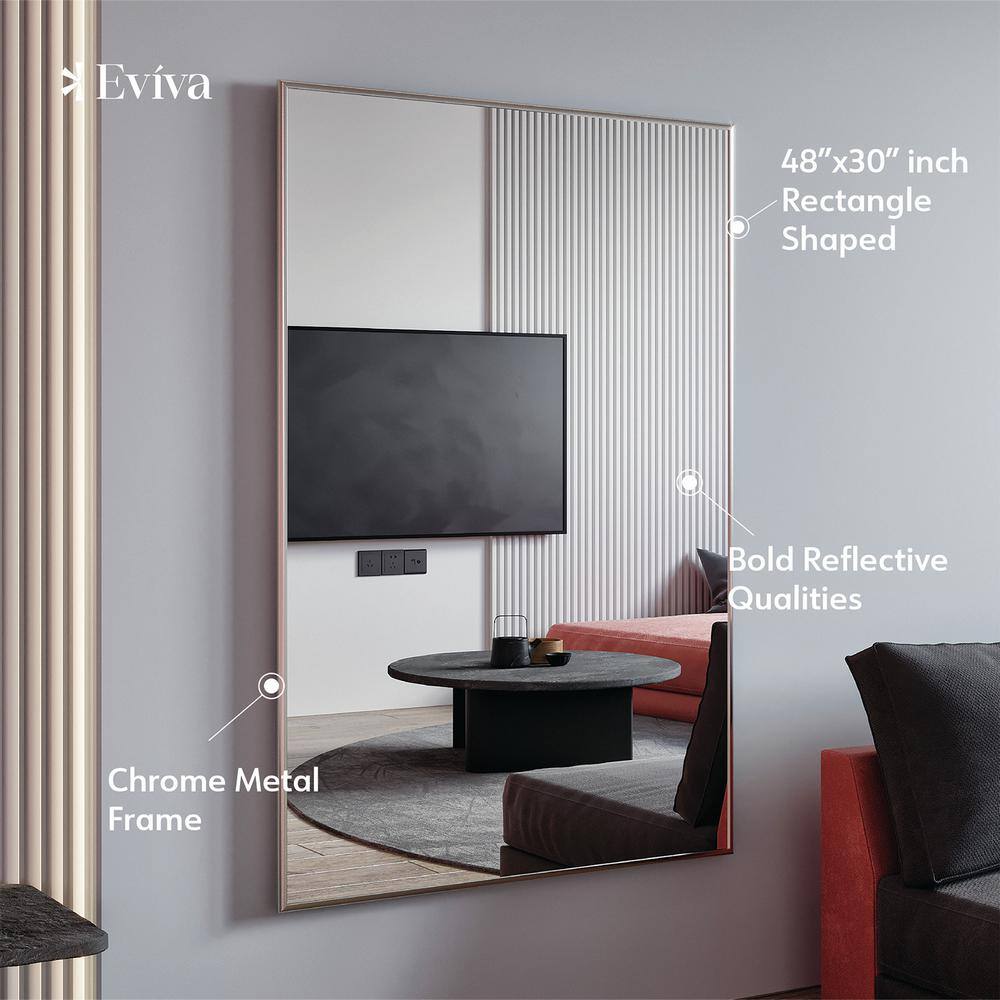 Brushed Wood Frame Rectangular 48" x 30" Wall Mirror