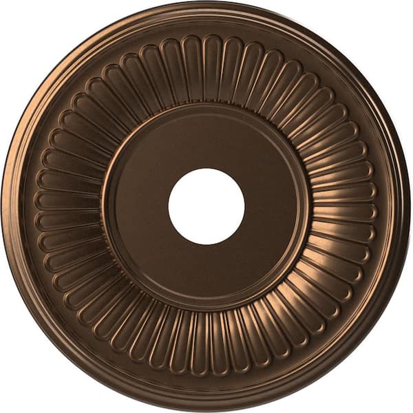 Ekena Millwork 19 in. O.D. x 3-1/2 in. I.D. x 1 in. P Berkshire Thermoformed PVC Ceiling Medallion in Metallic Antique Brass
