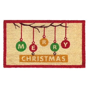 RugSmith Red Machine Tufted Baby It's Cold Outside Coir Doormat