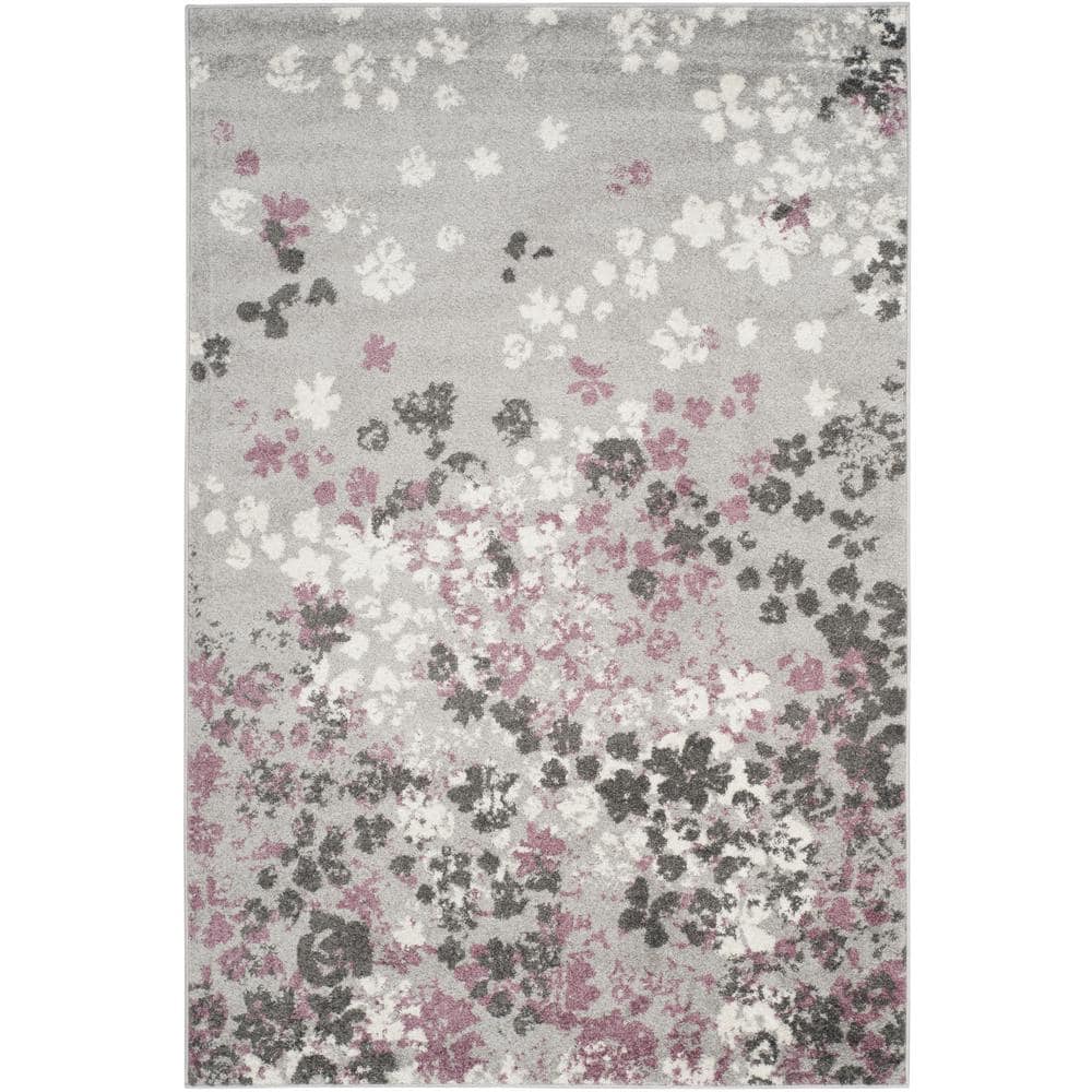 SAFAVIEH Adirondack Light Grey/Purple 4 Ft. X 6 Ft. Floral Area Rug ...