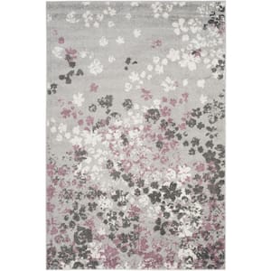 Adirondack Light Grey/Purple 5 ft. x 8 ft. Floral Area Rug