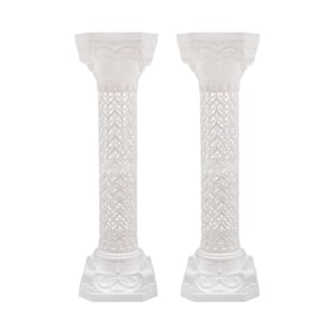 White Wedding Roman Column Landscaping Artistic Roman Pillar Statue Party Plastic Flower Holder (2-Pack)