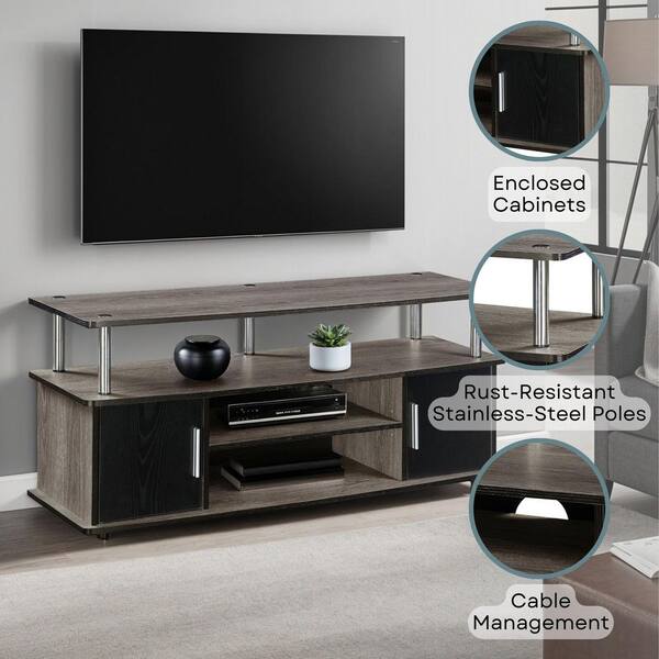 Monterey 47 in. Weathered Gray Particle Board TV Stand Fits TVs Up
