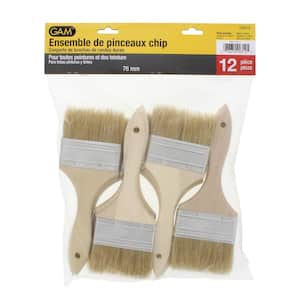3 in. Chip Brush Set with Natural Wood Handles, Pack of 12