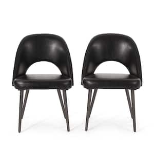 Haynes Midnight Black and Gun Metal Open Back Dining Chair (Set of 2)