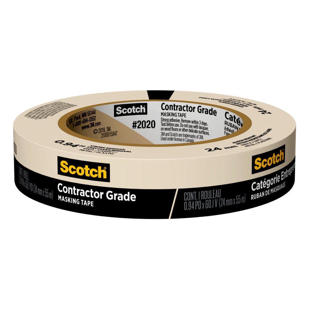 Scotch 0.94 in. x 60.1 Yds. Multi-Surface Contractor Grade Tan Masking Tape