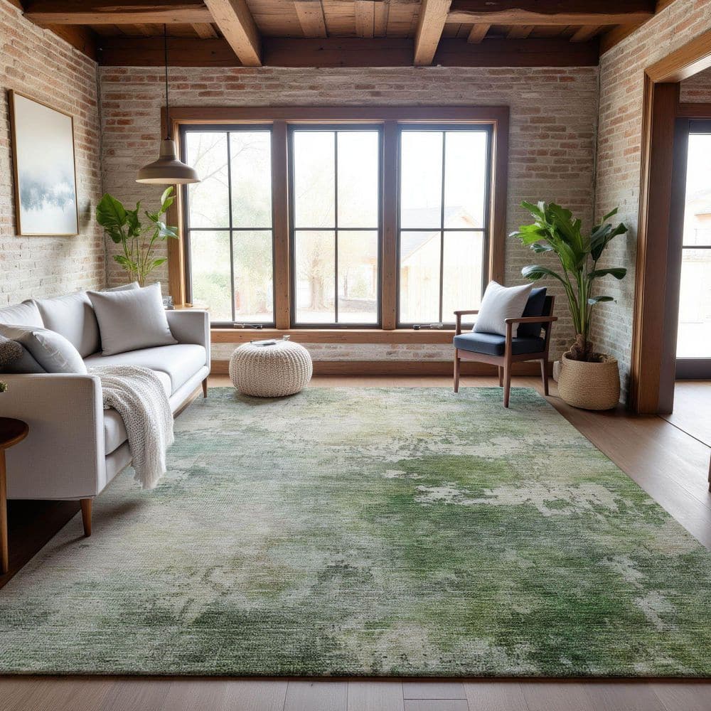 Mayfield Premium Machine Washable Abstract AMF1158 Aloe 9 ft. x 12 ft. Area Rug price history on PriceWatchPro