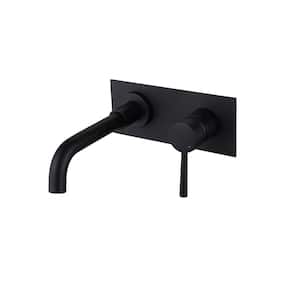 Modern Single-Handle Wall Mounted Faucet Bathroom Sink Faucet with Deckplate Included in Matte Black