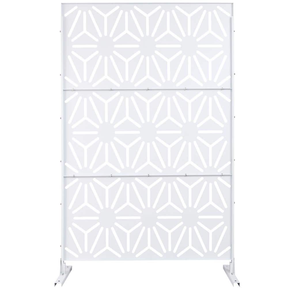 6.3 ft. x 4 ft. White Steel Freestanding Flat Flat Top Decorative Privacy Screen Metal Fence Panel price history on PriceWatchPro