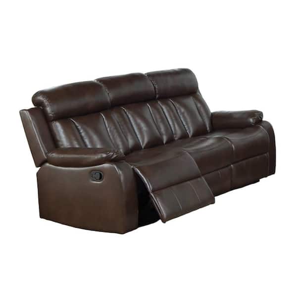 Benjara Corie 83 in. Straight Arm Polyester Rectangle Sofa in Brown