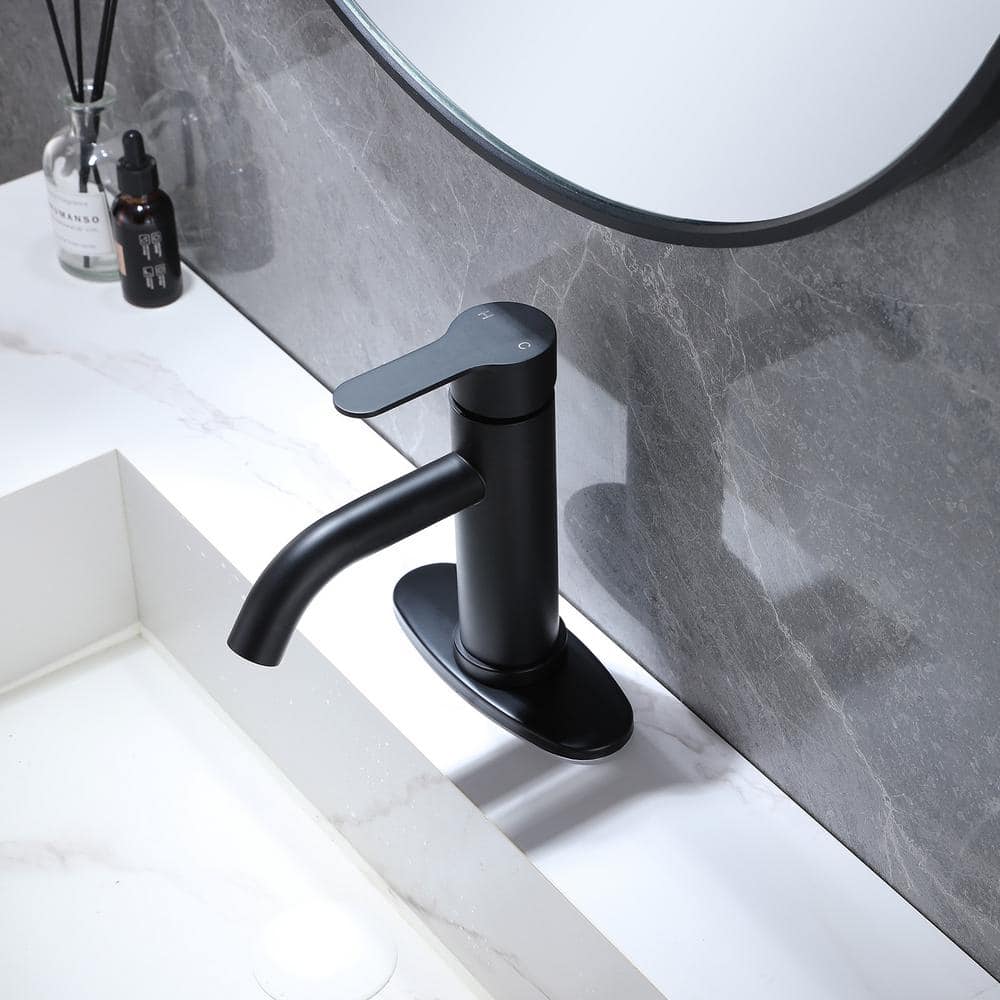 Matte Black Stainless Steel Single-Handle Bathroom Faucet