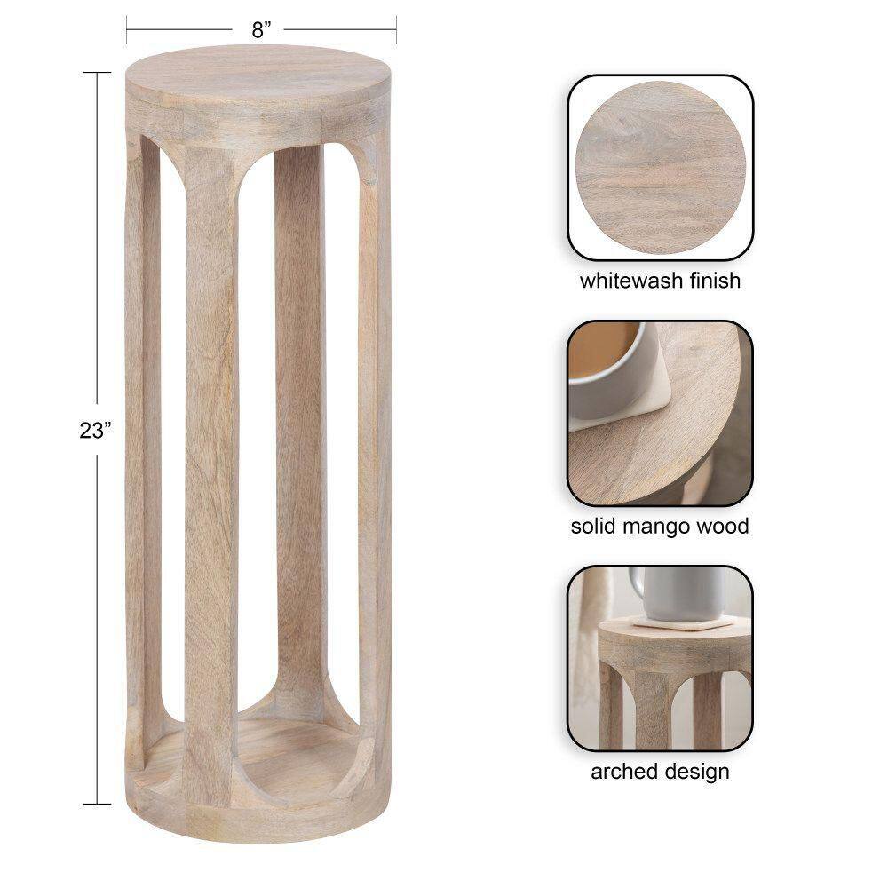 Dahl 8 in. W. White Round Coastal Wood End Table - thumbnail 4