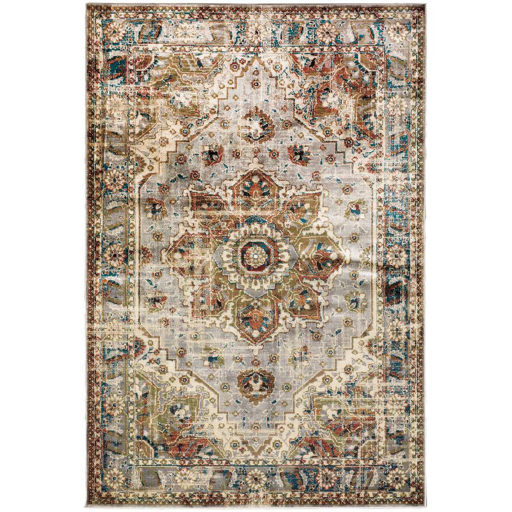 Jayson Grey/Rust 8 ft. x 10 ft. Distressed Medallion Area Rug