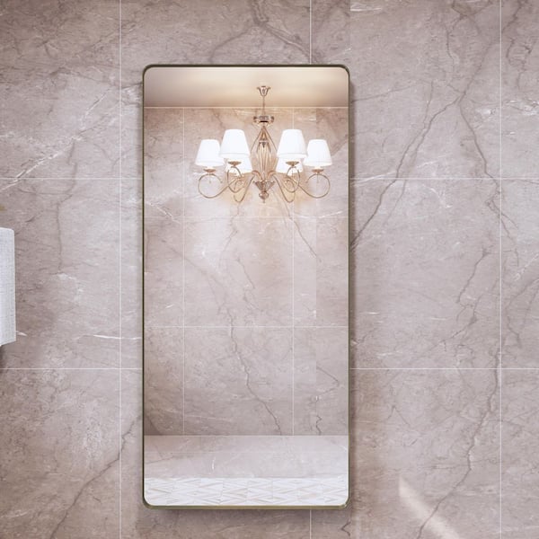 Klajowp 59 in. W x 28 in. H Large Rectangular Framed Wall Mounted Bathroom Vanity Mirror in Brushed Bronze