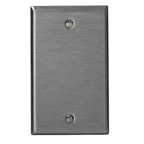 Leviton 1-Gang No Device Blank Wallplate, Standard Size, 302 Stainless Steel, Box Mount, Stainless Steel