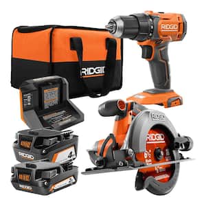 18V Cordless 1/2 in. Drill/Driver and 6-1/2 in. Circular Saw Combo Kit with 2.0 Ah and 4.0 Ah Battery, Charger, and Bag
