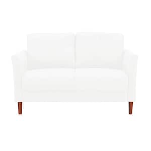 White Linen Loveseat, Mini Sofa Loveseat, Small Sofa with Flared Arms, 2-Seater Loveseat, RV Couch, Sofa for Apartments
