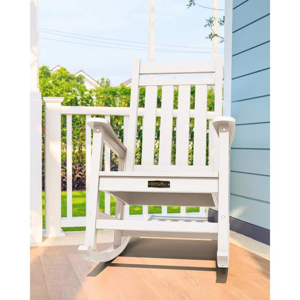 JEAREY HDPE White Adirondack Rocking Chair 1 Pack PERAC HD WT The   Plastic Adirondack Chairs Perac Hd Wt 64 1000 