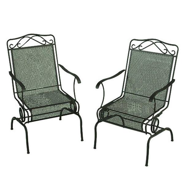 Unbranded Wrought Iron Green Patio Motion Dining Chairs (2-Pack)-DISCONTINUED