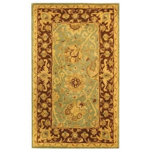 Antiquity Green/Brown Doormat 3 ft. x 5 ft. Border Area Rug