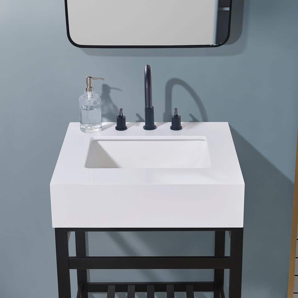 24" Snow White Ceramic Bathroom Vanity Top with Sink