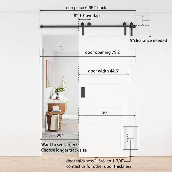 Winsoon 6 6 Ft 79 2 In Single Track Bypass Sliding Barn Door Hardware Kit For Double Doors Low Ceiling Gcm5165 The Home Depot