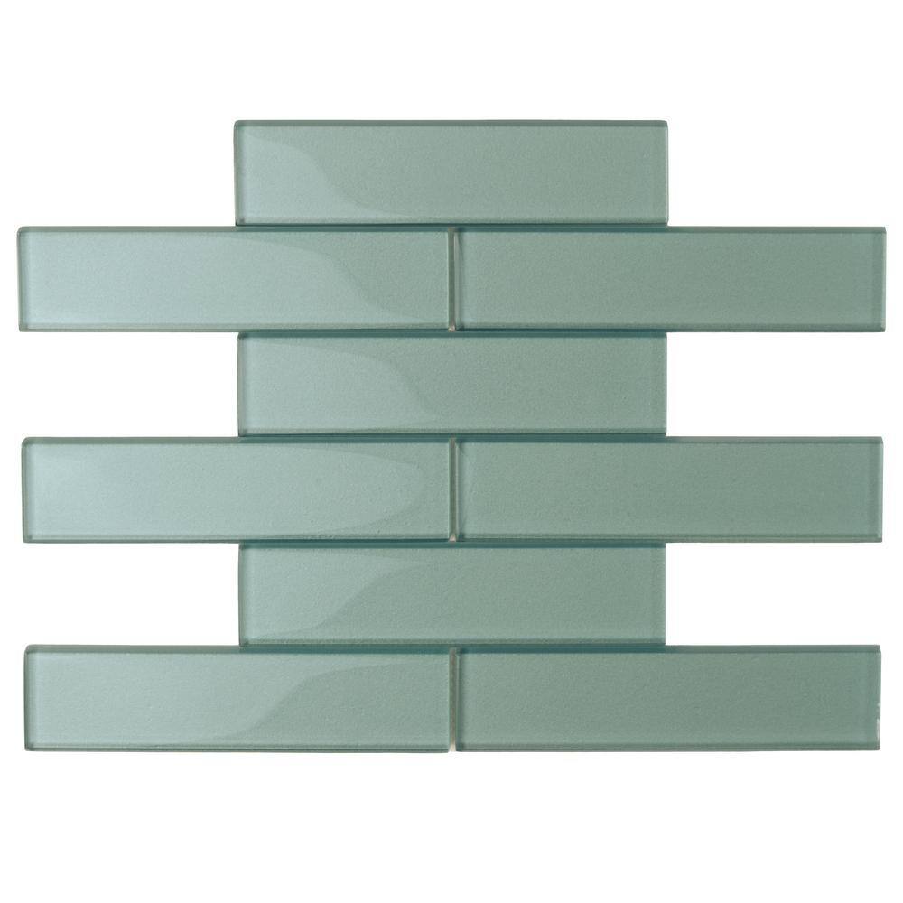 Blue 2 in. x 8 in. Polished Glass Mosaic Tile Sample (0.11 sq. ft./Piece) price history on PriceWatchPro