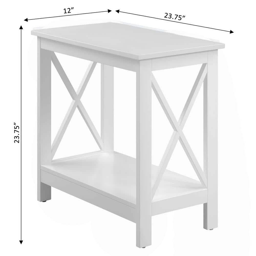 White MDF Rectangular Chairside End Table with Shelf