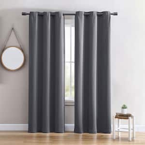 40 in W X 84 in L Grommet Top Single Panel Energy Saving Blackout Curtain in Charcoal