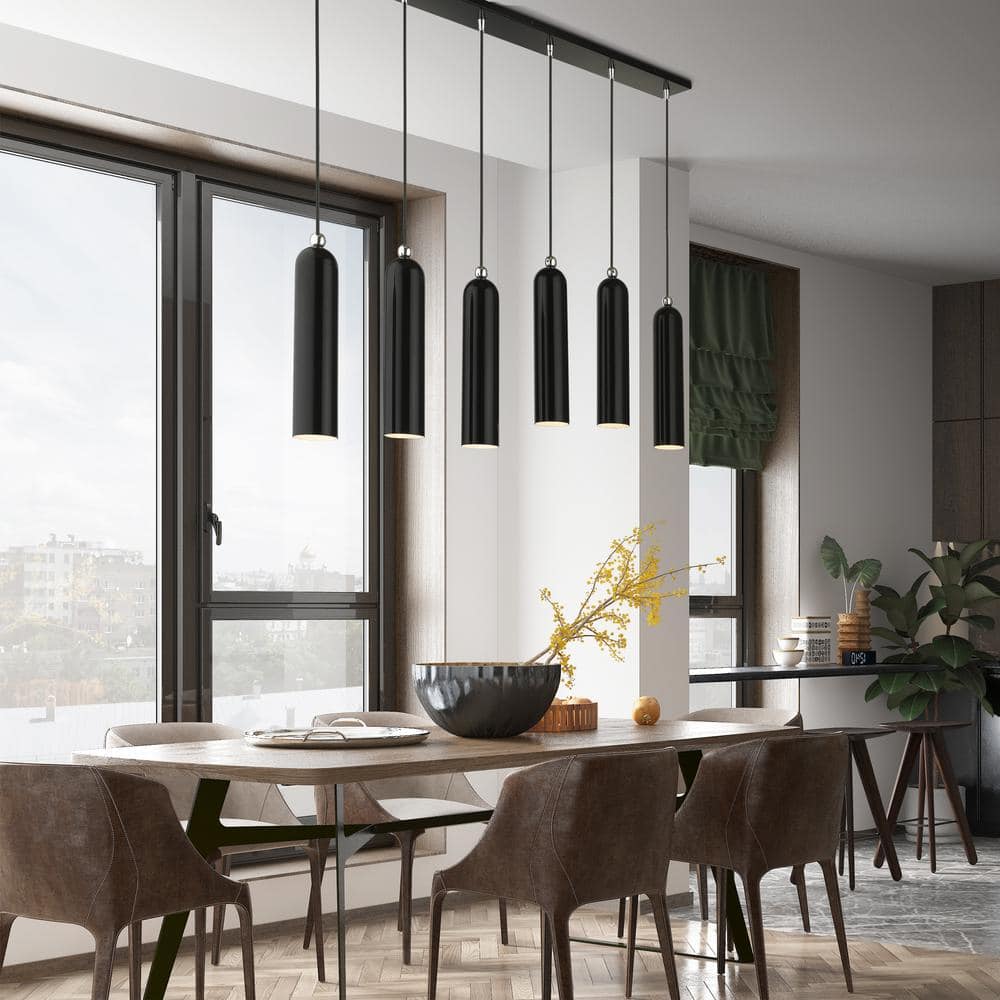 Ardmore 44" Shiny Black Glass and Chrome Linear Pendant Light