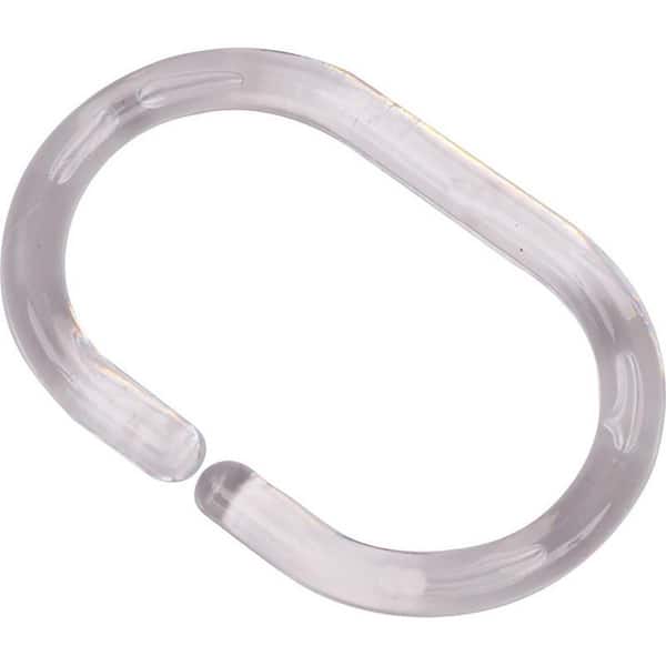 Evideco Shower Curtain Rings Plastic Hooks (Set of 12) - Clear