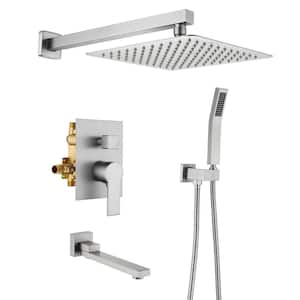 Single Handle 1-Spray Tub and Shower Faucet 1.5 GPM with Shower Head in Brushed Nickel (Valve Included)