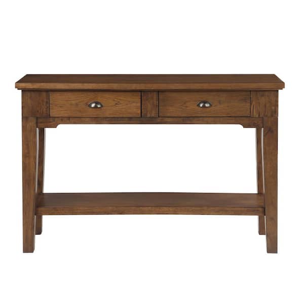 Steve Silver Ora 56 in. Warm Walnut Standard Rectangle Wood Console Table with 2-Drawers