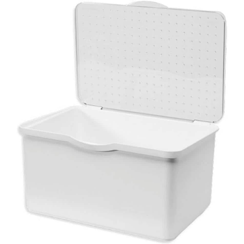 Frosted White Medium Plastic Stackable Lidded Storage Bin