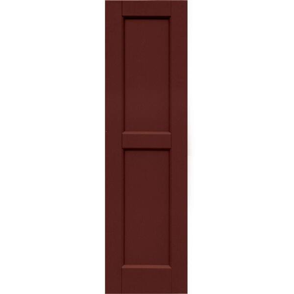 Winworks Wood Composite 12 in. x 43 in. Contemporary Flat Panel Shutters Pair #650 Board & Batten Red