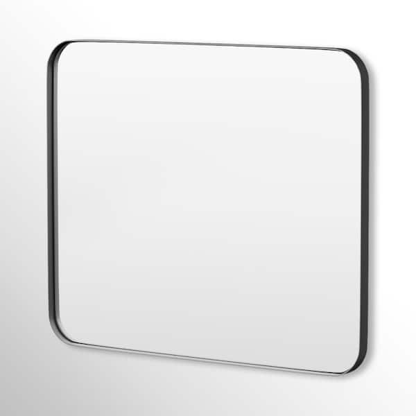 Hausvita 36 in. W x 30 in. H Rectangular Framed Tempered Glass Wall-Mounted Bathroom Vanity Mirror in Black