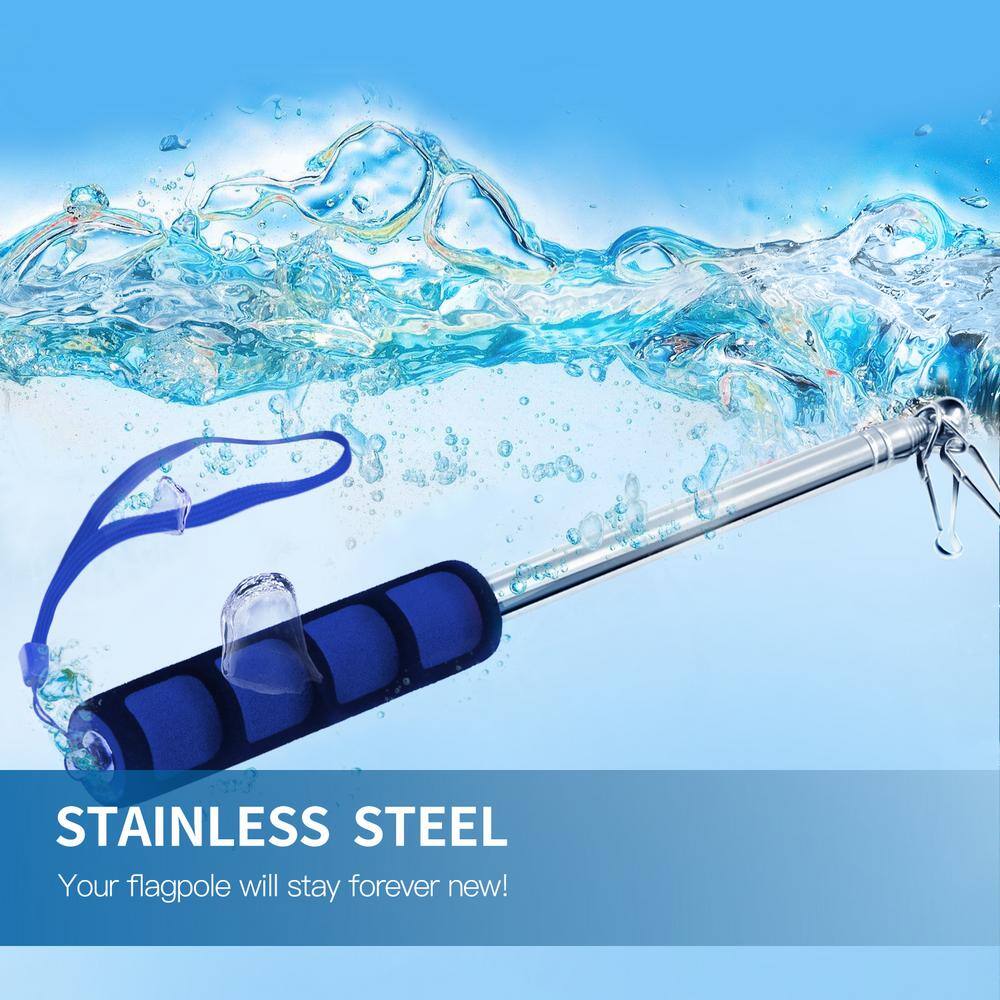 Royal Blue Stainless Steel Telescopic Garden Flagpole