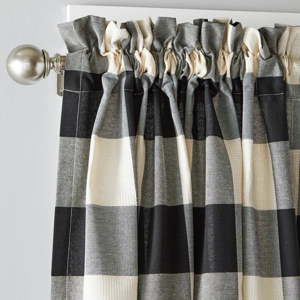 Black and White Buffalo Check Light Filtering Cotton Curtain Panel