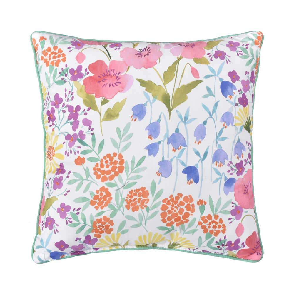 Jules 18" Square Floral Watercolor Throw Pillow