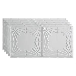 Art Deco 2 ft. x 4 ft. Glue Up Vinyl Ceiling Tile in Gloss White (40 sq. ft.)