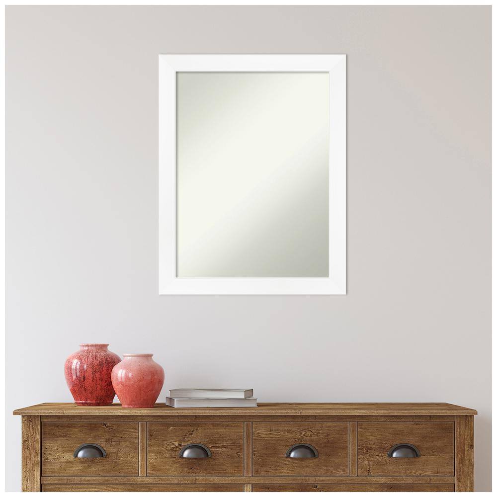White Matte Rectangular Wall-Mounted Bathroom Vanity Mirror