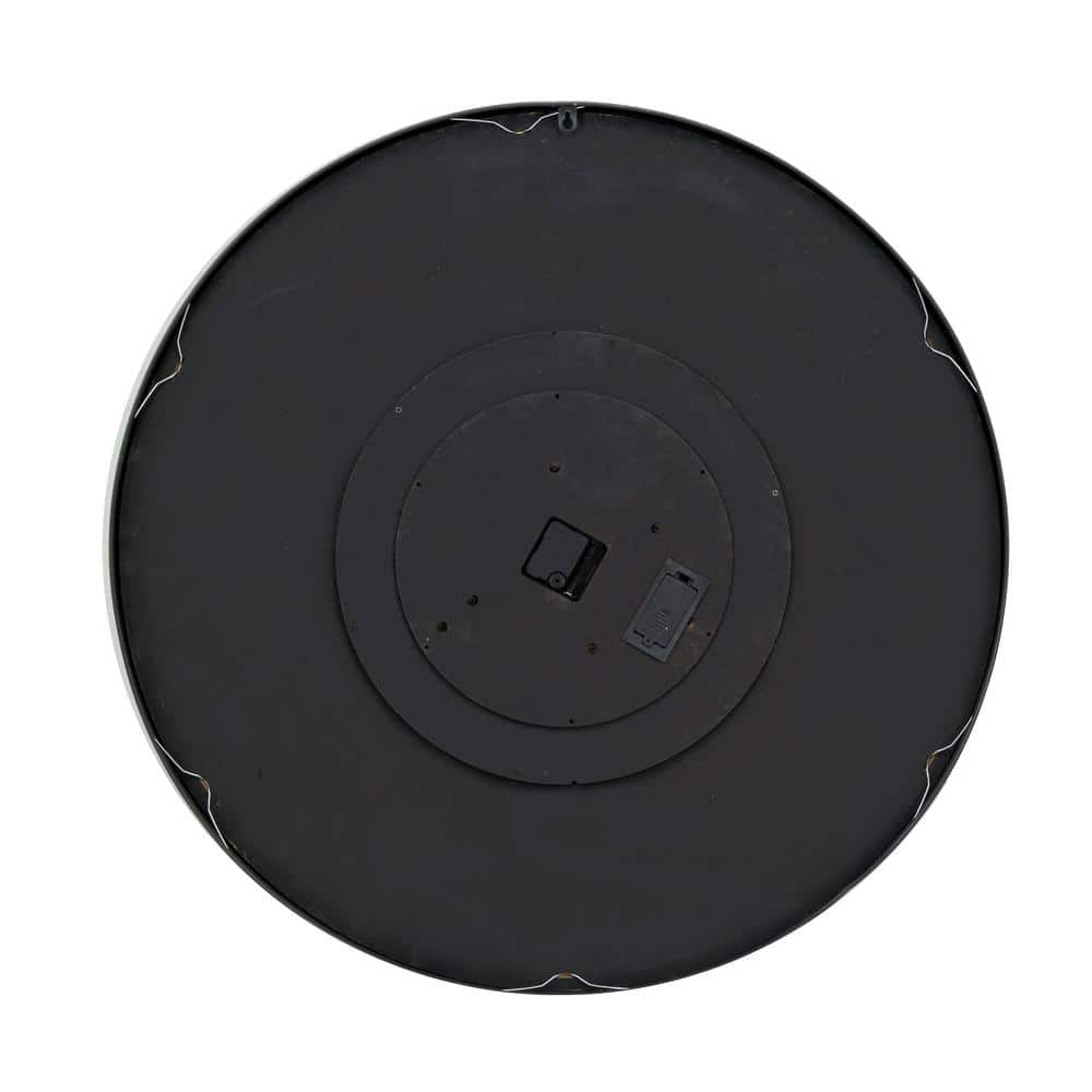 Large Black Metal Industrial Wall Clock with Open Moving Gears
