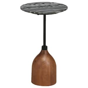 Ophelia 14 in. Black Round Marble Top End Table