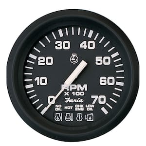 Euro Tachometer with System Check Indicator (7000 RPM) Gas - 4 in., Black