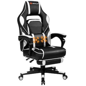 White Vinyl Seat Massage Gaming Chairs with Arms