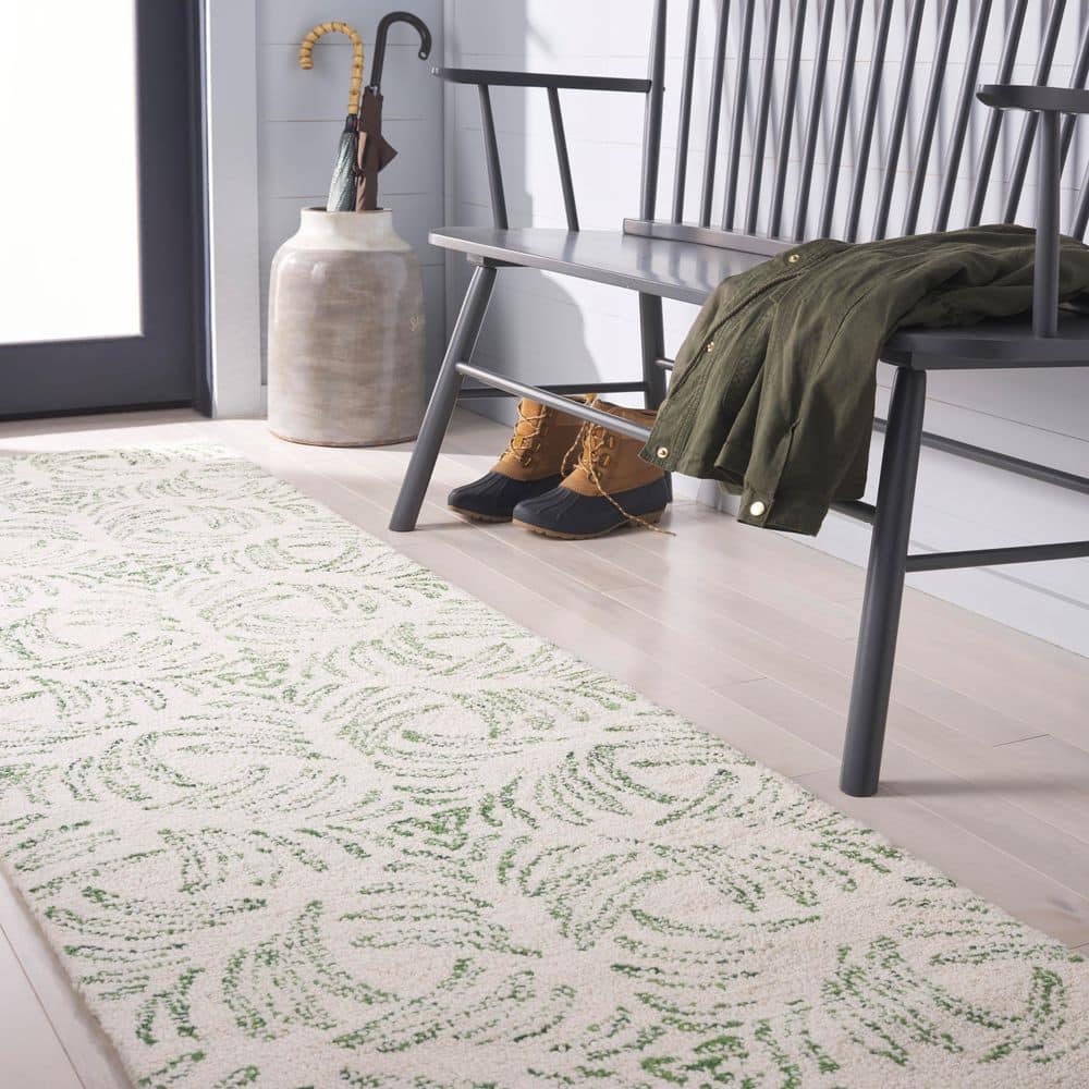 Martha Stewart 2 ft. x 8 ft. Ivory/Green Faded Ornate Runner Rug price history on PriceWatchPro