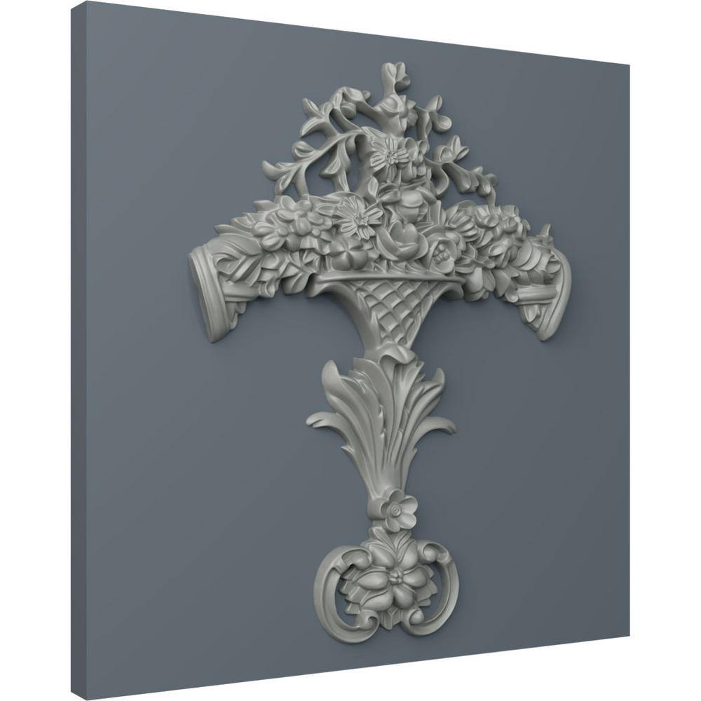 White Polyurethane Floral Scroll Onlay 12'' x 9''