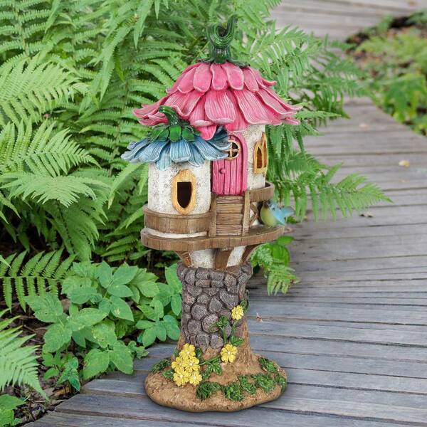 8" Tall Fairy Garden House Flower Roof 