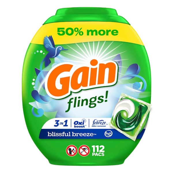 Gain Flings HE Blissful Breeze Scent Liquid Laundry Detergent Pods (112-Count)